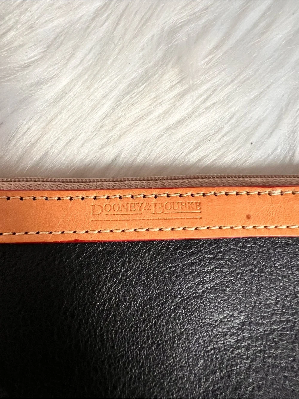 Dooney & Bourke Black with Tan Leather Trim Zip Pouch